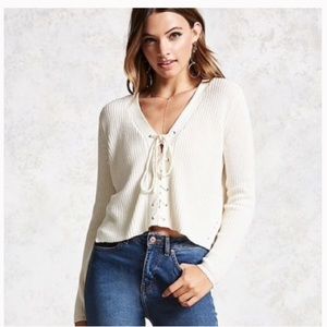 Forever21 Front Lace Up Sweater
